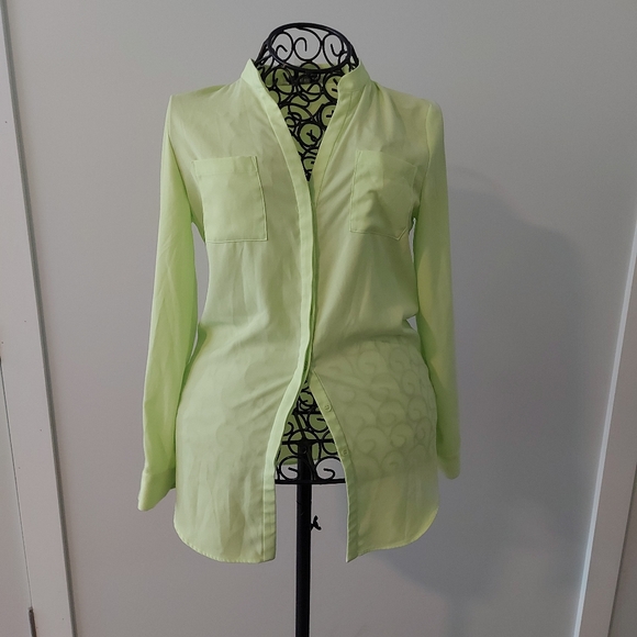 Lime Button Up Blouse Size 6 - Picture 1 of 4